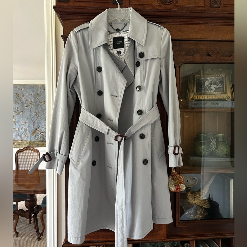 Weekend Max Mara Gray Trench Coat removable inner vest US 6